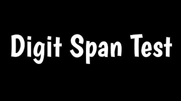 Digit Span Test | Digit Span Memory Test For Delirium & Dementia |