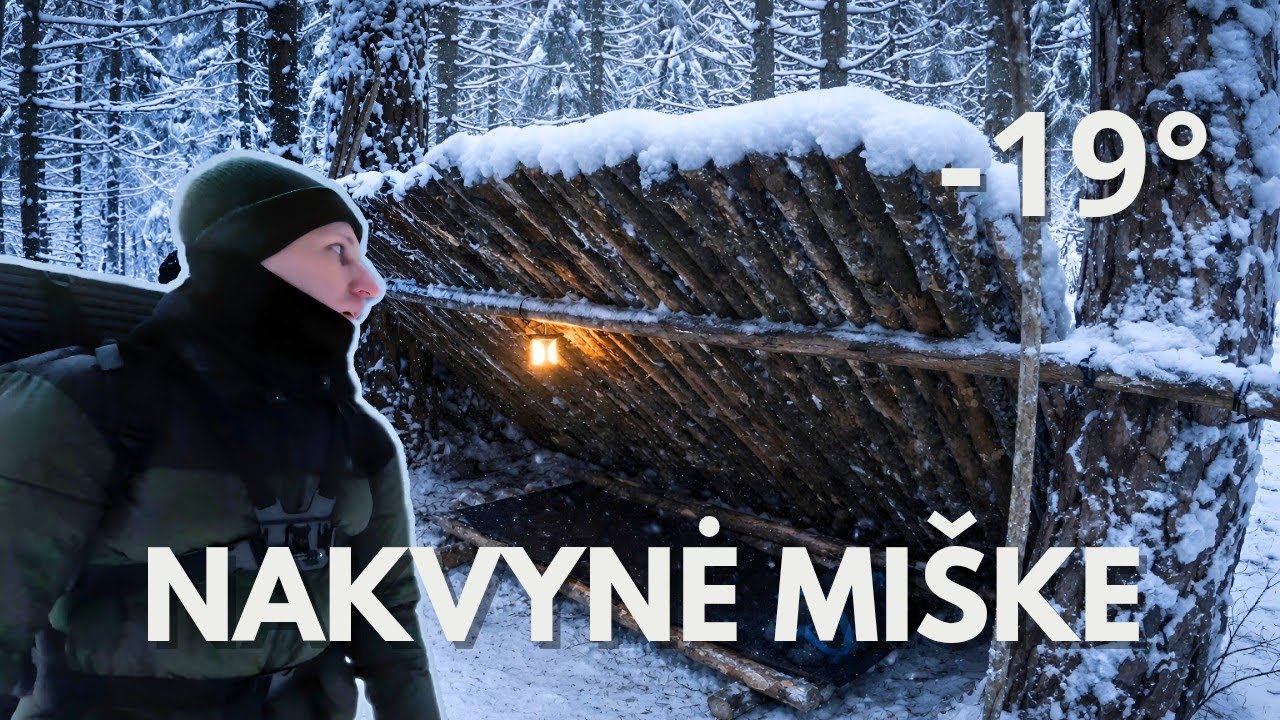 Šalčiausia naktis Labanoro sniegynuose - Pastogės statyba