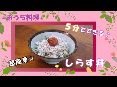 🌸🍑【おうち料理*63】火を使わないで5分でできる☆超簡単しらす丼🍚《Home Cooking》 whitebait bowl❣