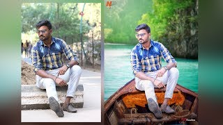 Photo manipulation and background changing -On the boat-Photoshop cc screenshot 1