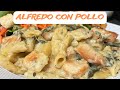 Pasta Alfredo Con Pollo y Espinacas En Olla de Cocción Lenta