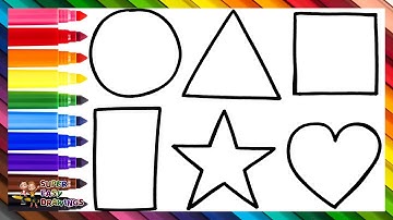 How To Draw And Color Shapes Step By Step 🔺🟠🟩🔷⭐💜 Drawings For Kids