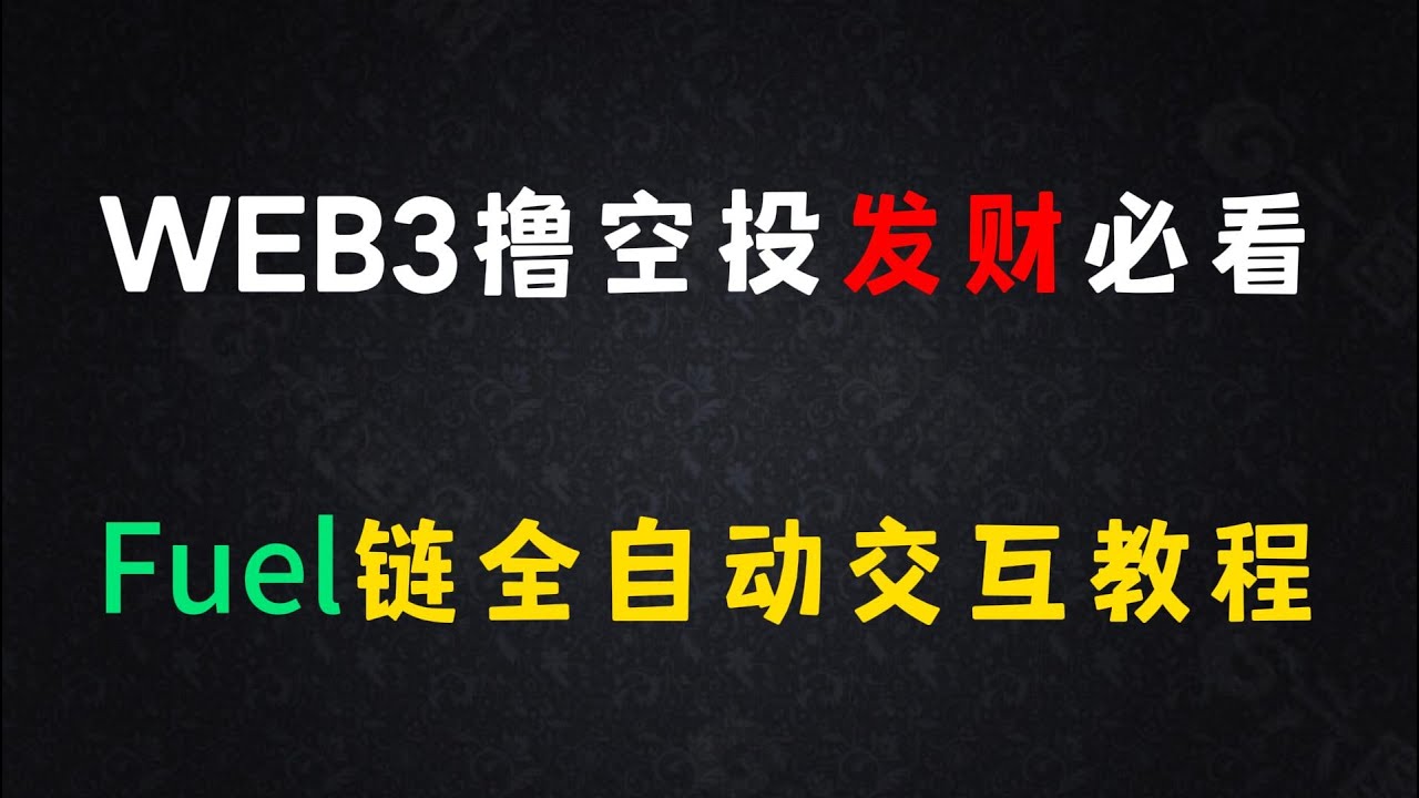 WEB3撸空投发财必看，Fuel链批量全自动交互教程(二) - YouTube