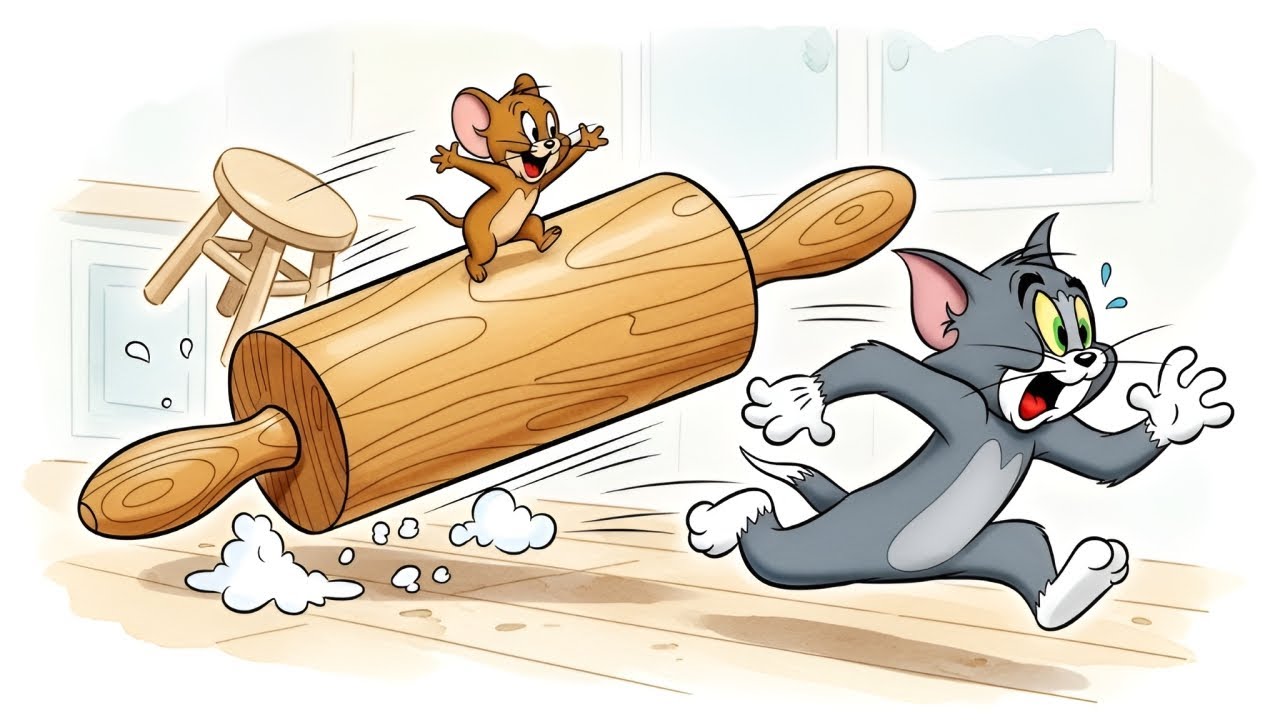 Runaway Rolling Pin Rampage! 🌀 Tom Flattened Like Pancake | Tom & Jerry Style | 