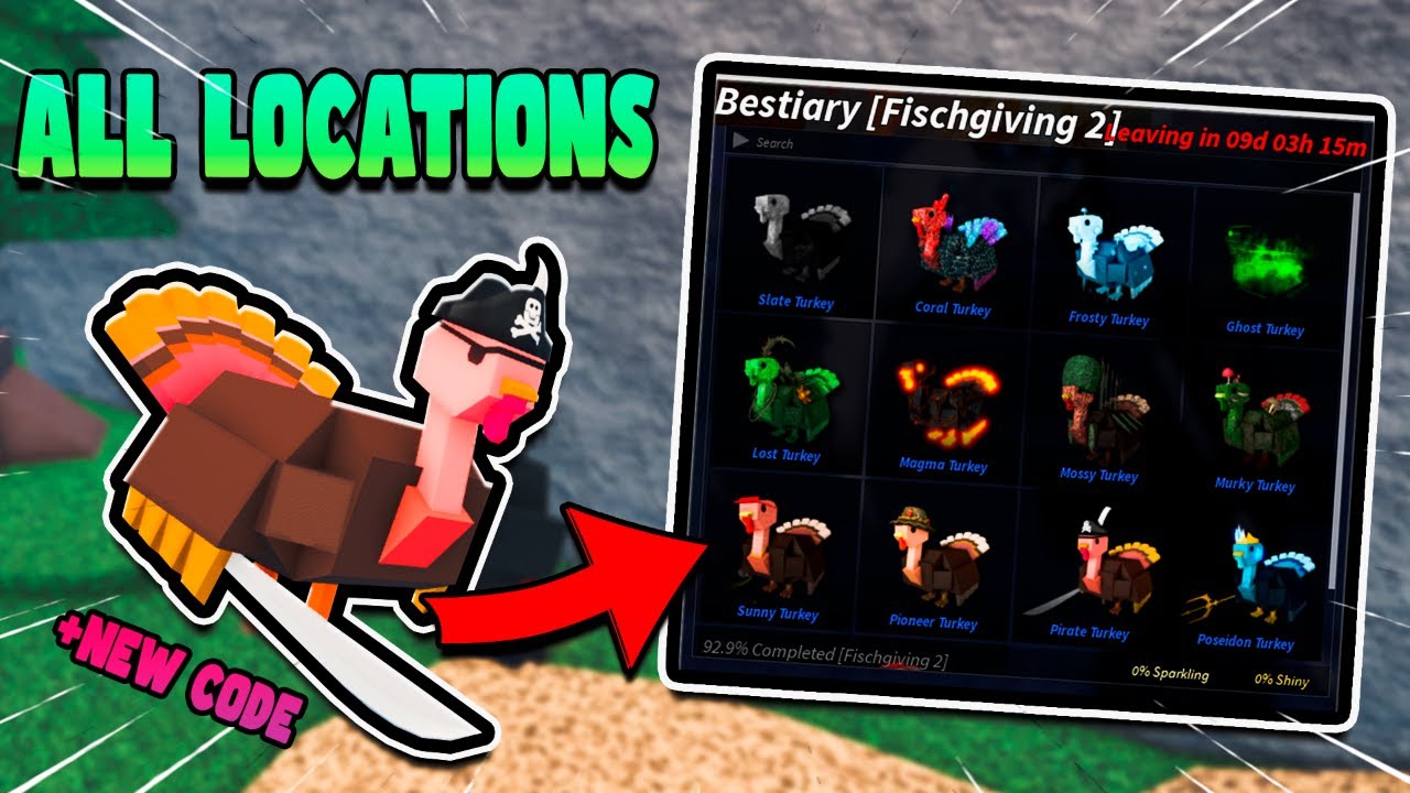 All TURKEY LOCATION In Roblox FISCH | FISCHGIVING 2