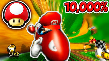 10,000% Tiny Tracks STRETCHED in Mario Kart Wii - Mushroom Cup