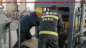 QTJ4-18 Hydraulic Automatic Concrete Brick Machine is testing 6" hollow bricks for Salvadorans.
