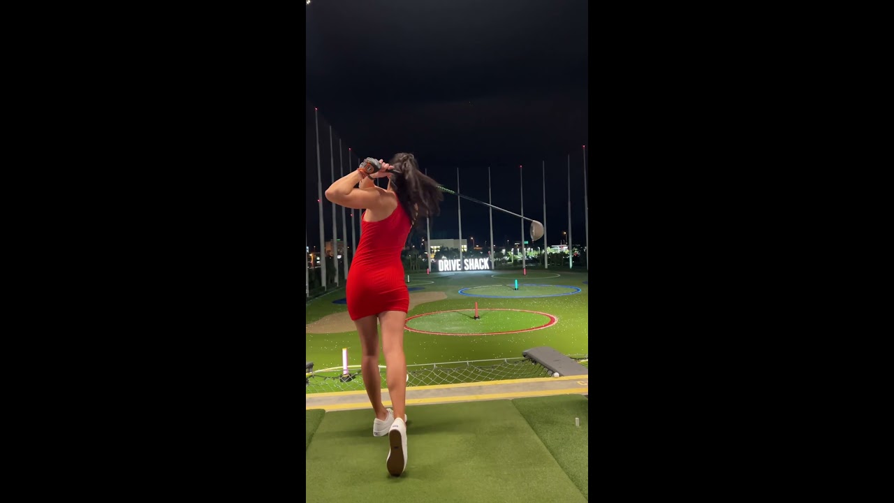 Fit Golfer Girl Hitting Bombs At Top Golf Shorts Golfshorts Golfswing