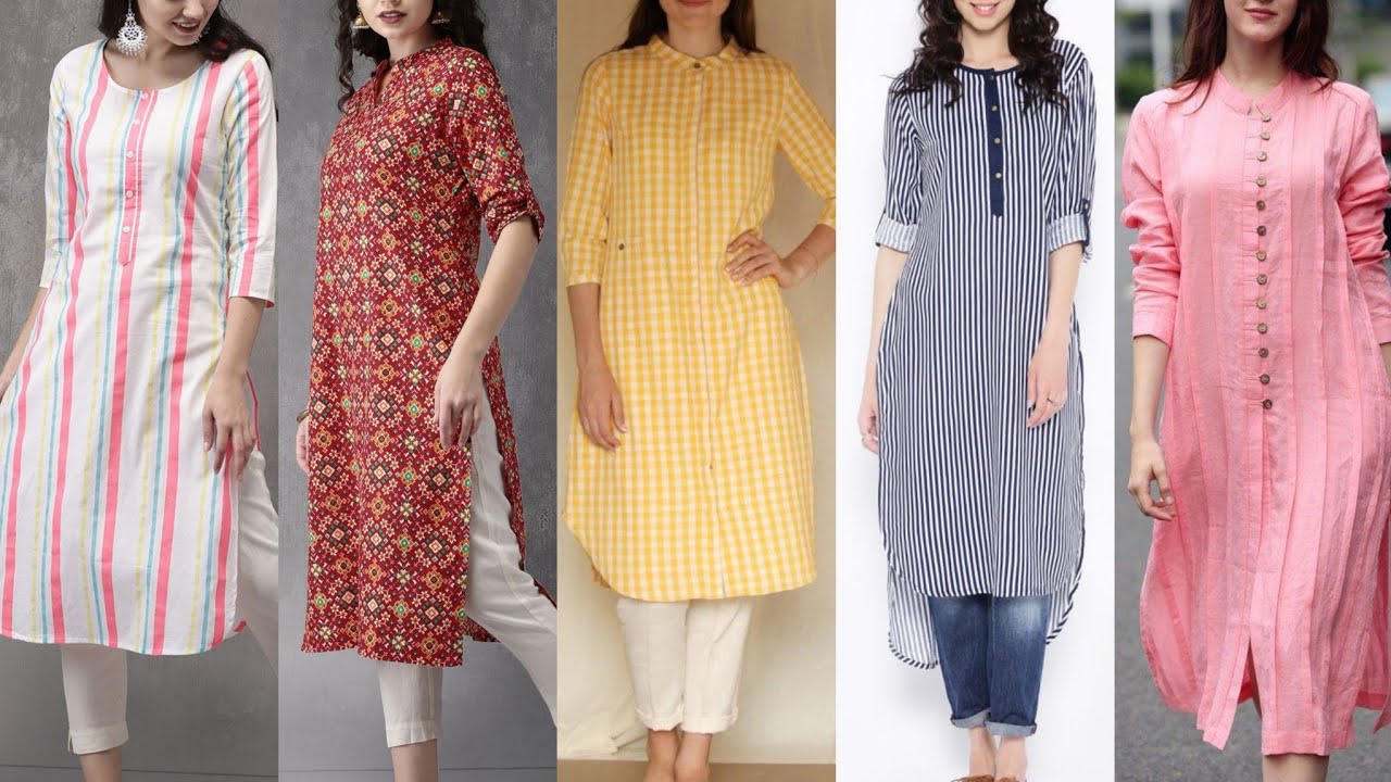 Call Or Whatsapp On +91 9377709531 Yellow-Rayon-Checks-Print-Round-Neck- Pattern-And-Quater-Sleeve-L… | Kurti collection, Printed kurti designs,  Cotton kurti designs