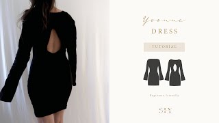 SEW Yvonne open back dress | sewing tutorial | XXS - XXL | mini dress