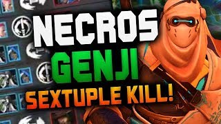 Insane Genji - Necros DOMINATING Competitive! Sextuple kill! [ OVERWATCH SEASON 14 TOP 500 ]