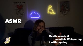 Inaudible Whispers and Mouth sounds + Tapping Triggers { ASMR For Sleep }