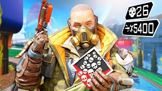 EPIC SOLO CAUSTIC 26 KILLS \& 5400 DAMAGE (Apex Legends Gameplay)