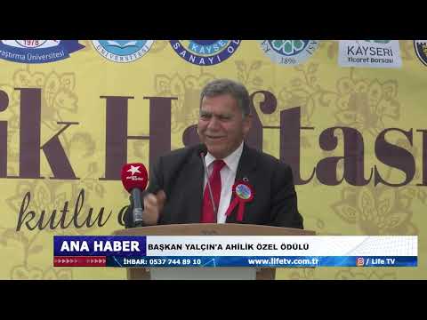 BAŞKAN YALÇIN'A AHİLİK ÖZEL ÖDÜLÜ