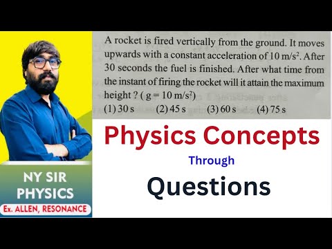 A rocket is fired vertically from the ground. It moves upwards with a ...