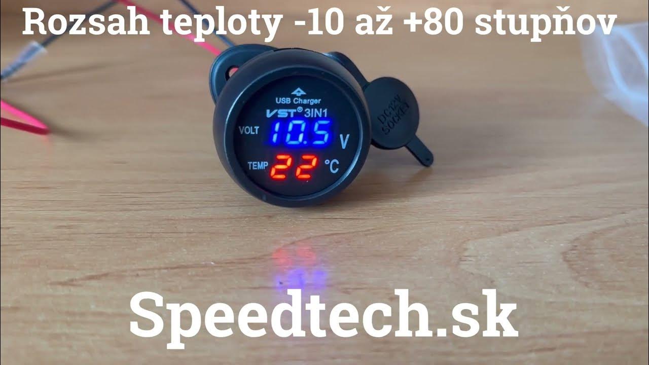 Digitálny voltmeter 12/24V - s teplomerom a USB nabíjačkou - YouTube