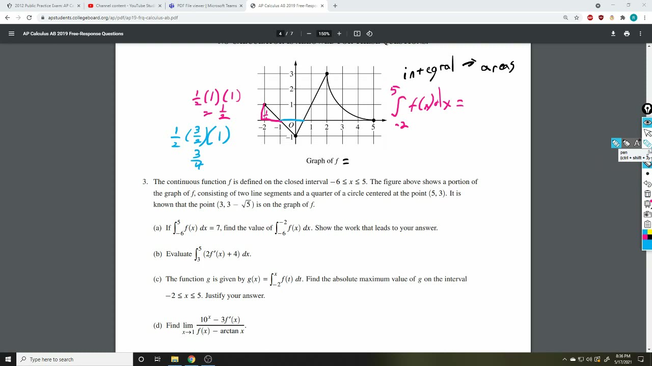 AP Calc AB 2019 FRQs YouTube