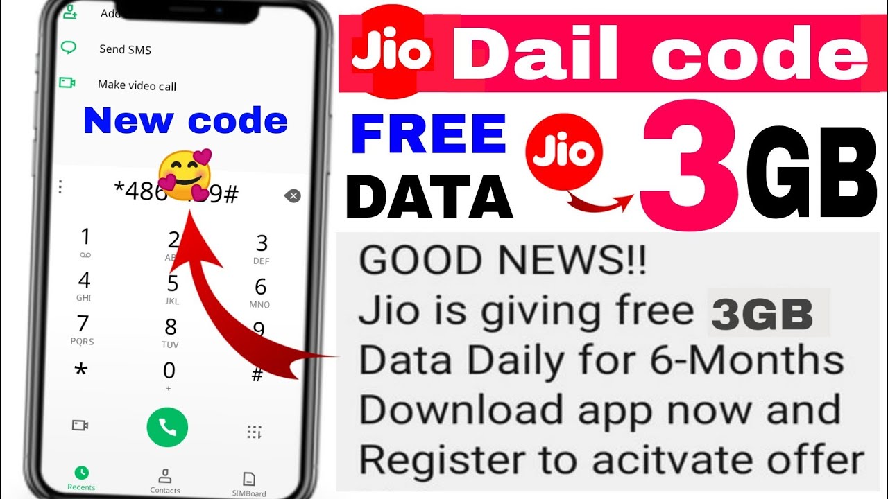 Jio free 3GB data new code 2023 Jio free data code 2023 Jio free