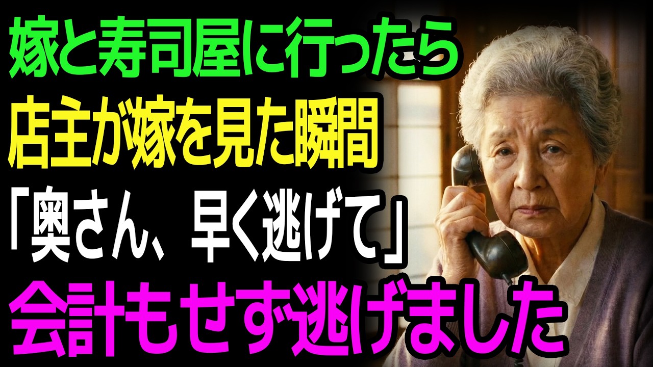 嫁と寿司屋に行ったら 店主が嫁を見た瞬間 「奥さん、早く逃げて」 会計もせず逃げました