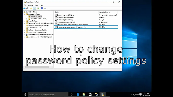How to change password policy settings in MS Windows