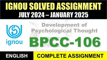 BPCC 106 Solved Assignment 2024-25 || bpcc-106 solved assignment in English || July 2024 to Jan 2025