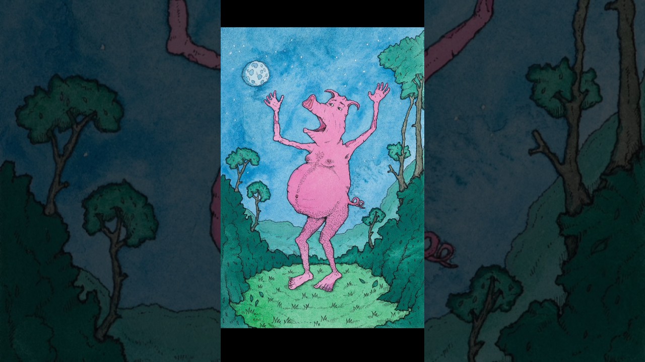 the most disturbing painting i've ever created, The Wandering Pig-Ape 