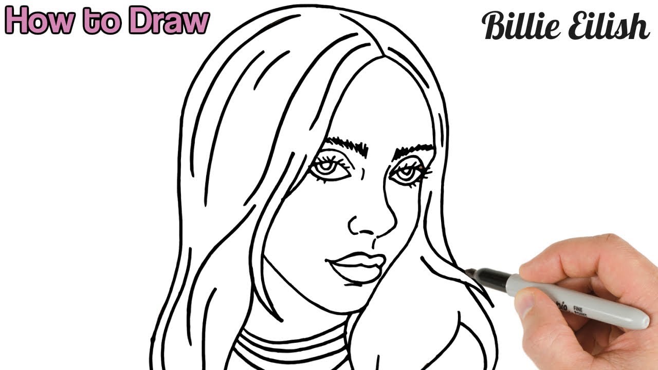 How To Draw Billie Eilish  Sketch Tutorial Step by Step  YouTube