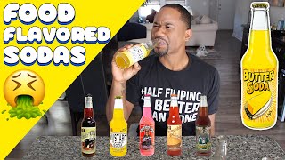 Trying 13 DISGUSTING FOOD Flavored Sodas | Taste Test | Alonzo Lerone