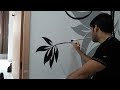 Pintando galhos na parede da sala - Pintura decorativa tipo papel de parede / wall painting