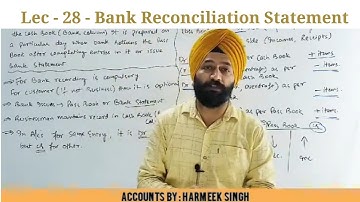 Lec 28 Bank Reconciliation Statement by Harmeek Sir -JKSSB Panchayat  ACCOUNTS ASSISTANT