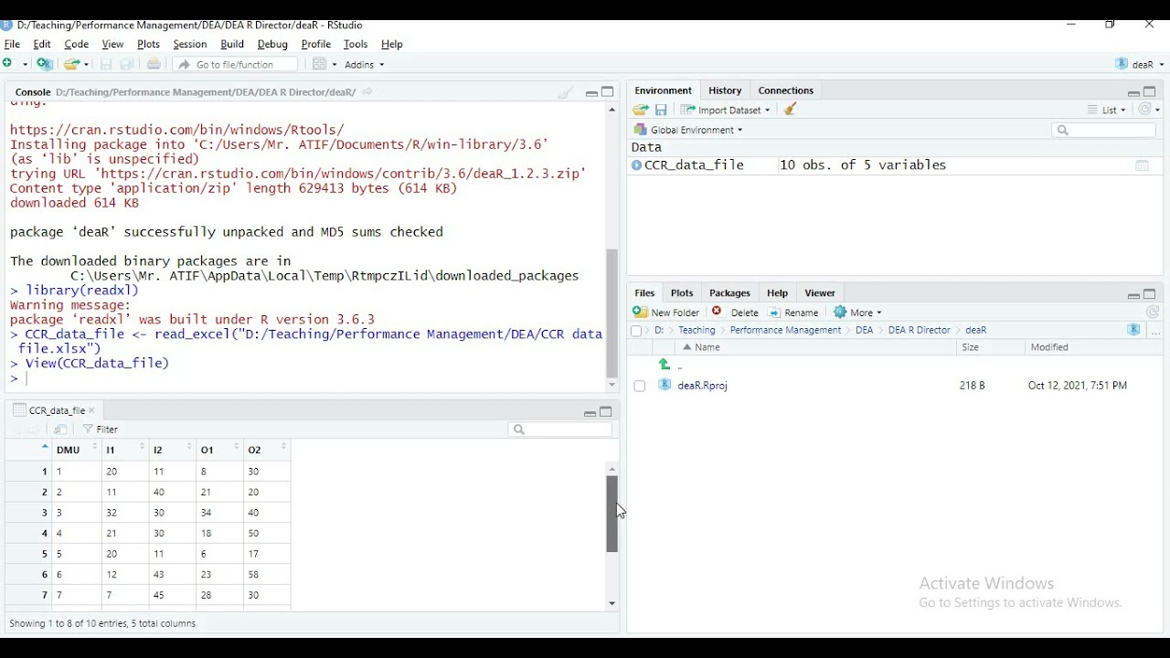 Data Envelopment Analysis (DAE) with R -CCR Model - YouTube