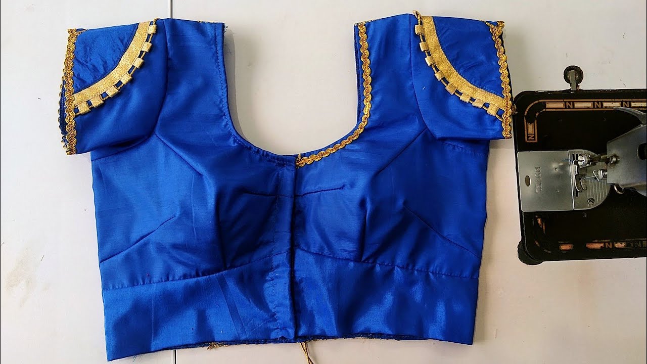 Silk Saree blouse pattern front side part cutting and stitching - YouTube