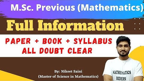 M.Sc.Previous Year Mathematics Full Information|Shekhawati & Rajasthan University(Regular & Private)
