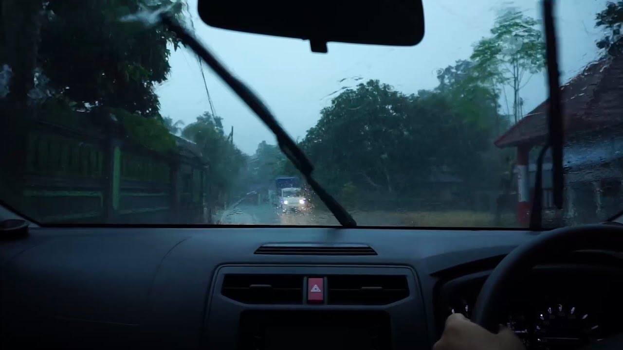 Relaxing and calming video of driving in heavy rain for sleep, study ...