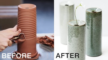 Het maken van hoge aardewerken vazen ​​van begin tot eind