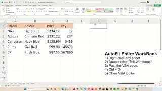 AutoFit Entire Workbook In Excel - Excel Tips and Tricks