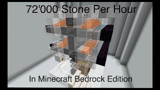 (Never Breaks) Fastest Stone generator in Minecraft Bedrock Edition! (72'000/Hour)