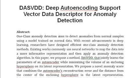 DASVDD  Deep Autoencoding Support Vector Data Descriptor for Anomaly Detection