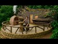 I building  a Complete Bushcraft Survival House on a Giant Fallen Tree Trunk ( Part 2 )