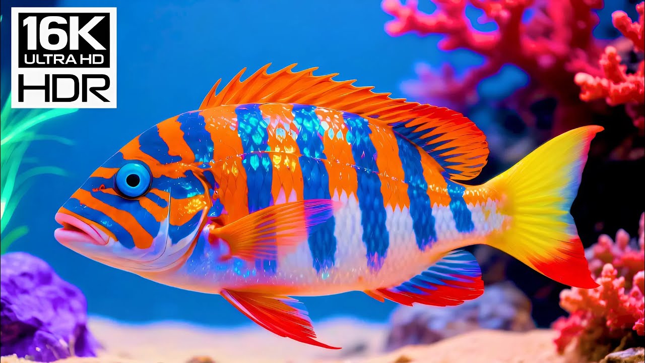 🦈 16K HDR | What Hidden Worlds Await in the Deep Blue? Sharks, Rays & Coral Wonders