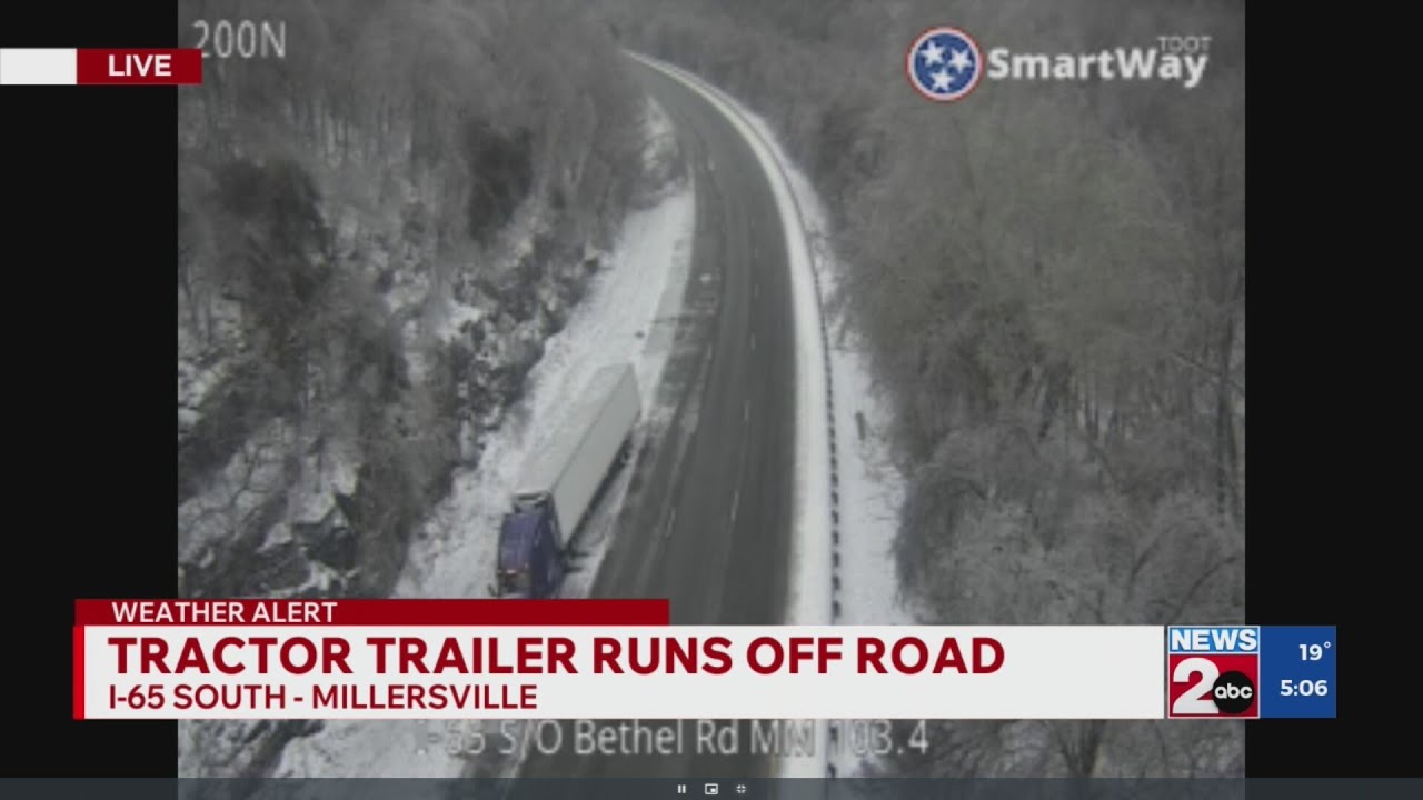 Tractor-trailer runs off Interstate 65 South in Millersville