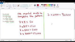 Mental Math to Complete Multiplication Pattern