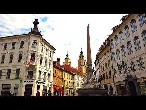 Ljubljana City Center -  Late Spring Vibes, Slovenia, 4K virtual walk