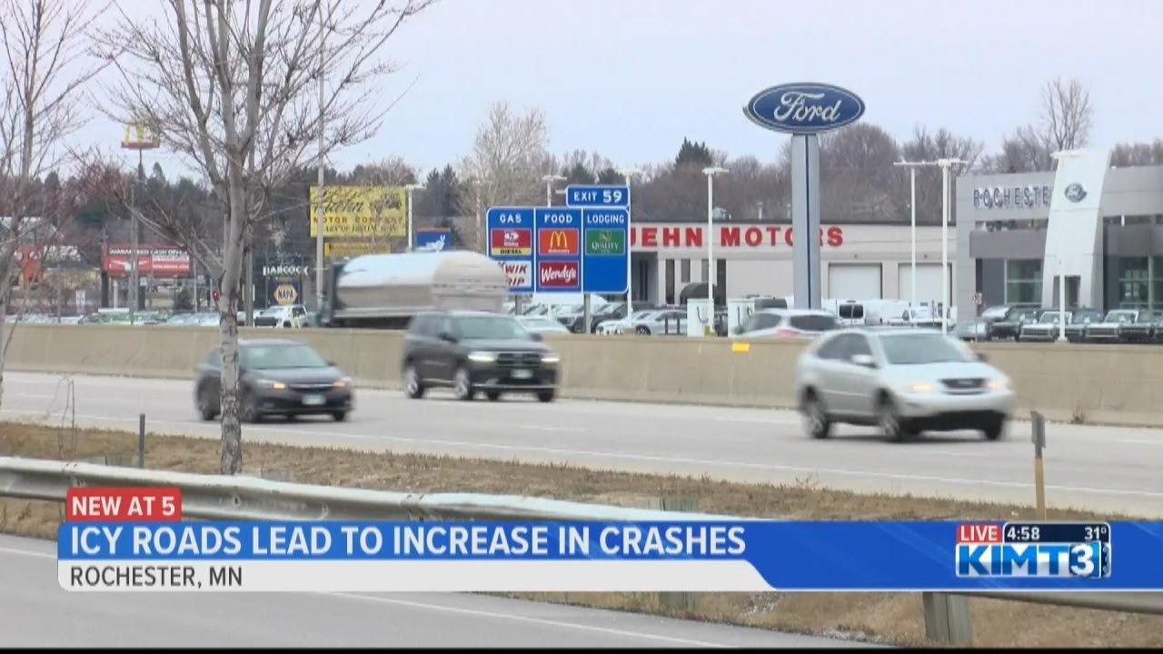 Icy roads lead to increase in crashes - YouTube