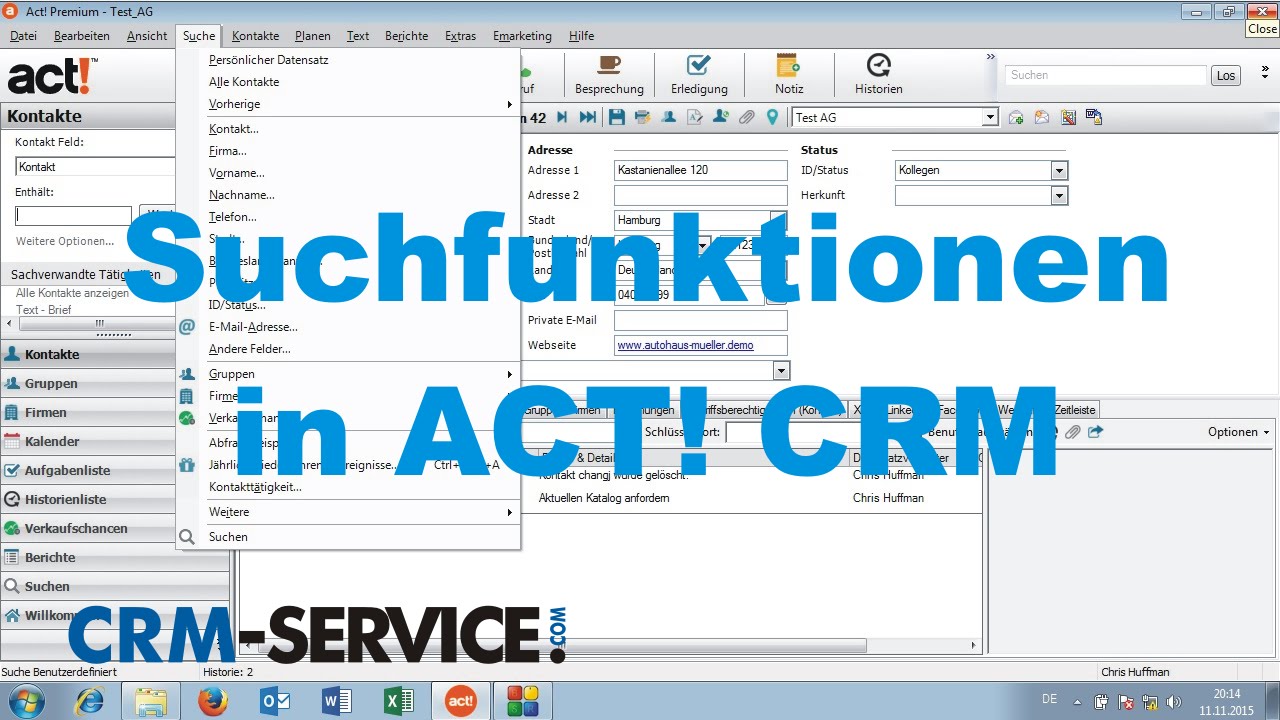 Suchfunktionen in ACT! CRM - ACT! Tutorial deutsch