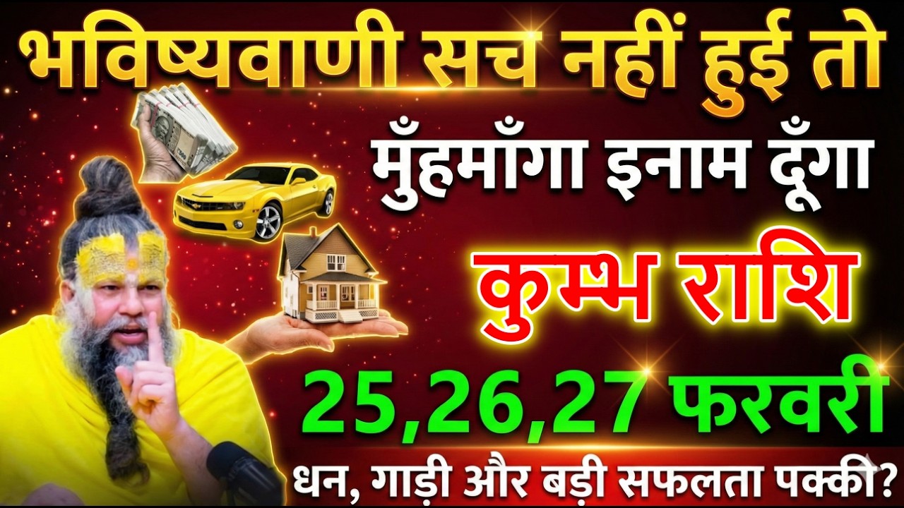 कुम्भ राशि 25,26,27 फरवरी 2026 भविष्यवाणी सच हुई तो करोड़पति बनोगे! धन, गाड़ी और बड़ी सफलता पक्की?