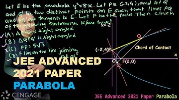 Crack JEE| Solve #Maths equations with #Cengage|JEE Advanced 2021 Parabola