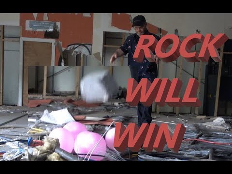 #240 PINK Birthday Balloons burst With Bricks In Abandoned Warehouse Tangobaldy Fun
