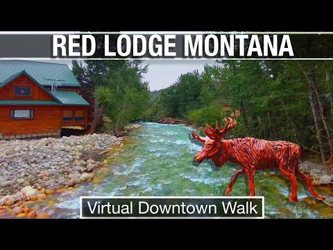 Red Lodge, Montana After the Flood - Virtual Treadmill City Tour and Walk - City Walks 4K