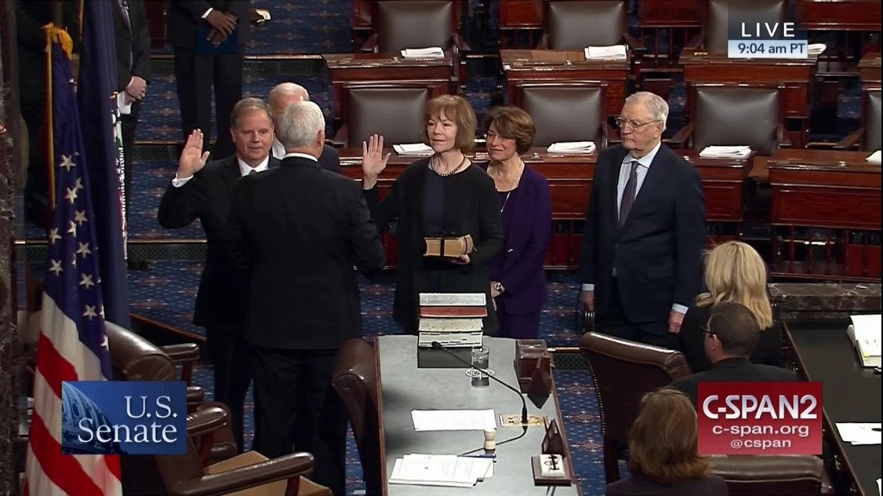 Doug Jones & Tina Smith sworn into the U.S. Senate (C-SPAN)